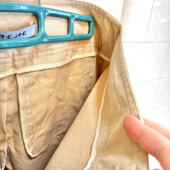 Vintage Catherine Jane Beige Straight Leg Canvas Cropped Pants Size Small 26 - Picture 7 of 8